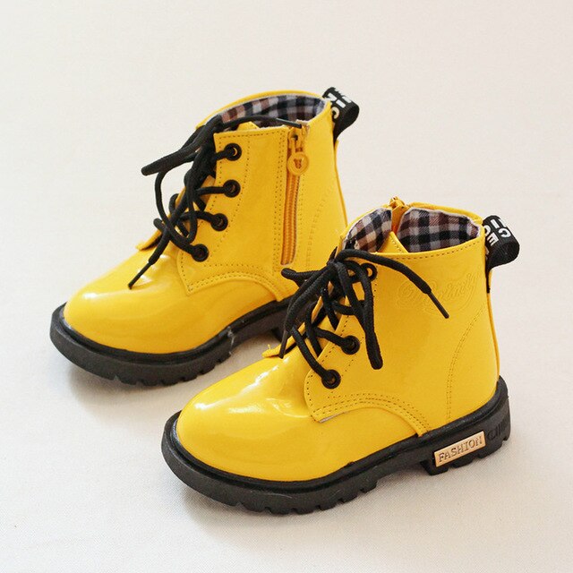 Girls Leather Boots Boys Shoes Spring Autumn PU Leather Children Boots Fashion Toddler Kids Boots Warm Winter Boots