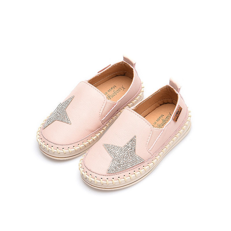 2020 New Kids Girls Fashionable Board Shoes Children's Pu Leather Loafers Toddler Girls Flats Shoes Soft Moccasins Princess