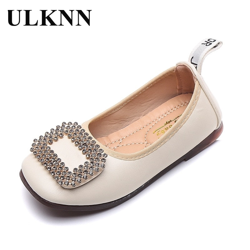 ULKNN Flats For Girls 2020 Autumn Princess Fashion Soft-Sole Shoes Kids New Western Style Flats Peas Leather Shoes Children's