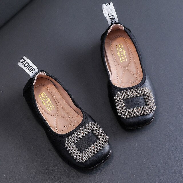 ULKNN Flats For Girls 2020 Autumn Princess Fashion Soft-Sole Shoes Kids New Western Style Flats Peas Leather Shoes Children's