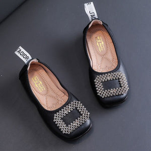 ULKNN Flats For Girls 2020 Autumn Princess Fashion Soft-Sole Shoes Kids New Western Style Flats Peas Leather Shoes Children's