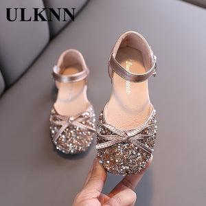 ULKNN Girls Flats Princess Shoes Children's 2020 Spring-Summer New Korean-Style Sequined Girl Bow Baby Dance Shoes