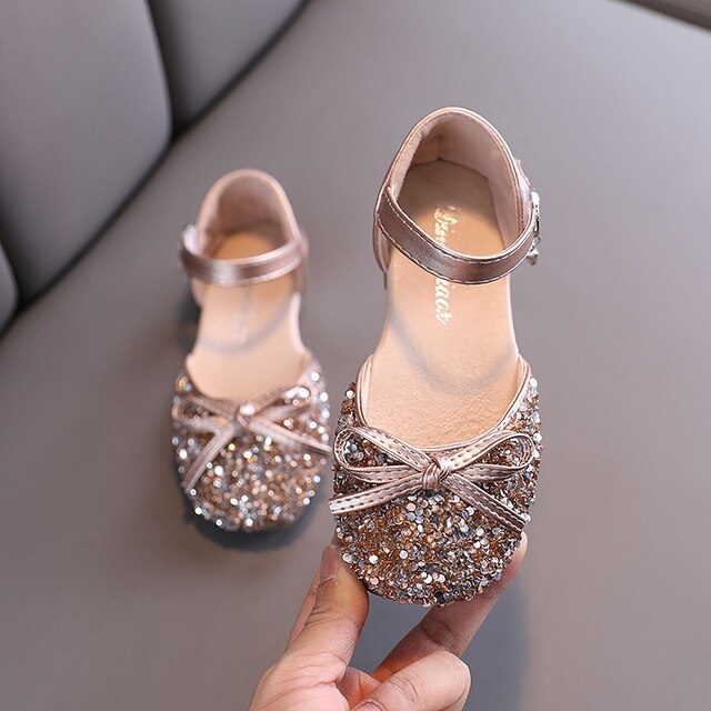 ULKNN Girls Flats Princess Shoes Children's 2020 Spring-Summer New Korean-Style Sequined Girl Bow Baby Dance Shoes