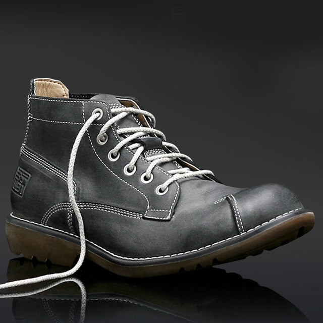 US 6-10 Top Quality Retro Genuine Leather Mens Chukka Lace Up Ankle Boots Winter Round Toe Work Safety Shoes Casual OXfords