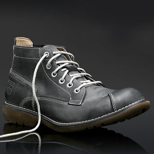 US 6-10 Top Quality Retro Genuine Leather Mens Chukka Lace Up Ankle Boots Winter Round Toe Work Safety Shoes Casual OXfords