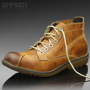 US 6-10 Top Quality Retro Genuine Leather Mens Chukka Lace Up Ankle Boots Winter Round Toe Work Safety Shoes Casual OXfords