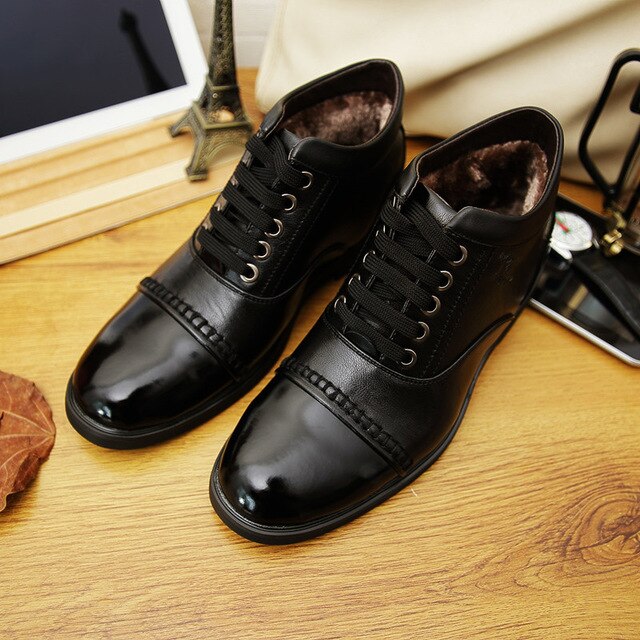 Plus Size Mens  Leather Lace up Ankle Boots Warm Plush Snow Boots Fur Winter Chukka Shoes Size 11 12 13 47 48