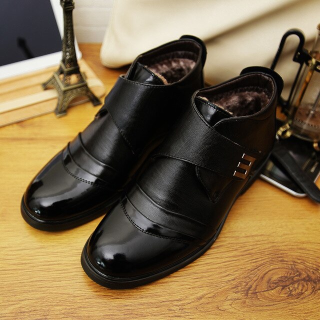 Plus Size Mens  Leather Lace up Ankle Boots Warm Plush Snow Boots Fur Winter Chukka Shoes Size 11 12 13 47 48