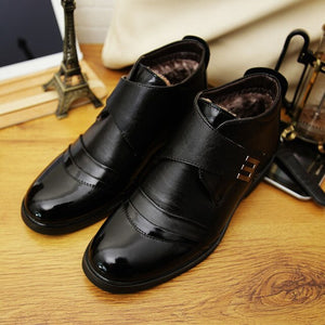 Plus Size Mens  Leather Lace up Ankle Boots Warm Plush Snow Boots Fur Winter Chukka Shoes Size 11 12 13 47 48
