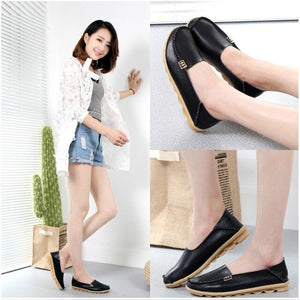 Women Flats Slip On Loafers Women Genuine Leather Shoes Female Nurse Flat Shoes Woman Moccasins Casual Zapatos Mujer Plus Size