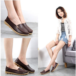 Women Flats Slip On Loafers Women Genuine Leather Shoes Female Nurse Flat Shoes Woman Moccasins Casual Zapatos Mujer Plus Size