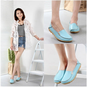 Women Flats Slip On Loafers Women Genuine Leather Shoes Female Nurse Flat Shoes Woman Moccasins Casual Zapatos Mujer Plus Size