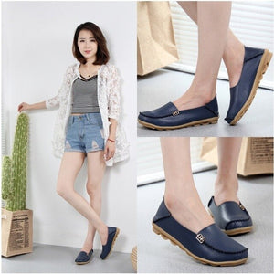 Women Flats Slip On Loafers Women Genuine Leather Shoes Female Nurse Flat Shoes Woman Moccasins Casual Zapatos Mujer Plus Size