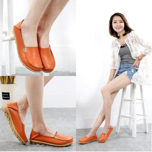 Women Flats Slip On Loafers Women Genuine Leather Shoes Female Nurse Flat Shoes Woman Moccasins Casual Zapatos Mujer Plus Size