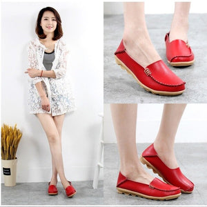 Women Flats Slip On Loafers Women Genuine Leather Shoes Female Nurse Flat Shoes Woman Moccasins Casual Zapatos Mujer Plus Size