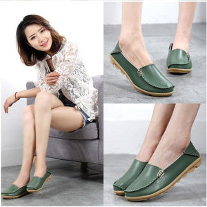 Women Flats Slip On Loafers Women Genuine Leather Shoes Female Nurse Flat Shoes Woman Moccasins Casual Zapatos Mujer Plus Size