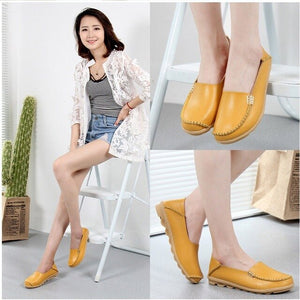 Women Flats Slip On Loafers Women Genuine Leather Shoes Female Nurse Flat Shoes Woman Moccasins Casual Zapatos Mujer Plus Size