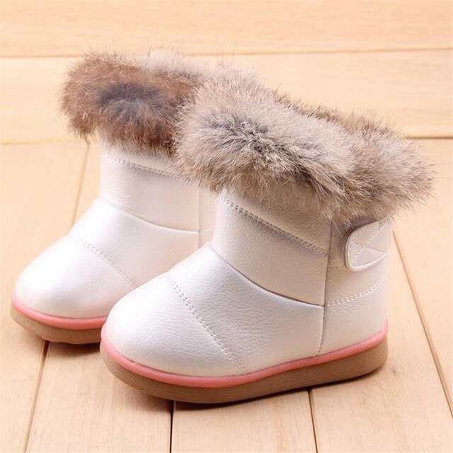 COZULMA Baby Kids Winter Boots Girls Boys Snow Boots Warm Plush Rabbit Fur Children Winter Boots for Baby Girls Baby Boys Shoes