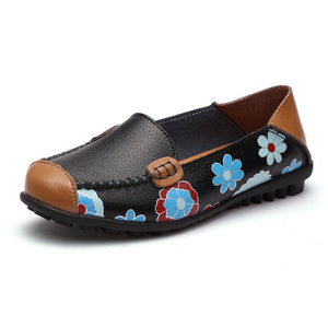 2019 Genuine Leather Shoes Women Plus Size 44 Women Flats For Nurse Ballerina Flat Shoes Slip On Loafers Casual Mocassin Femme