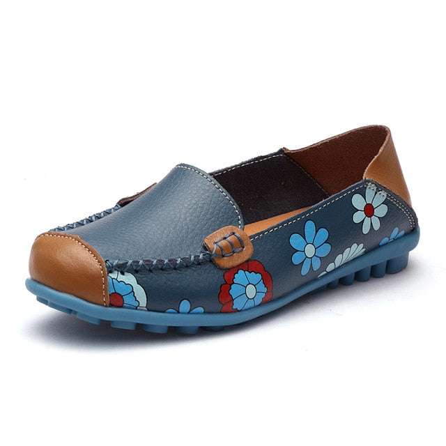 2019 Genuine Leather Shoes Women Plus Size 44 Women Flats For Nurse Ballerina Flat Shoes Slip On Loafers Casual Mocassin Femme
