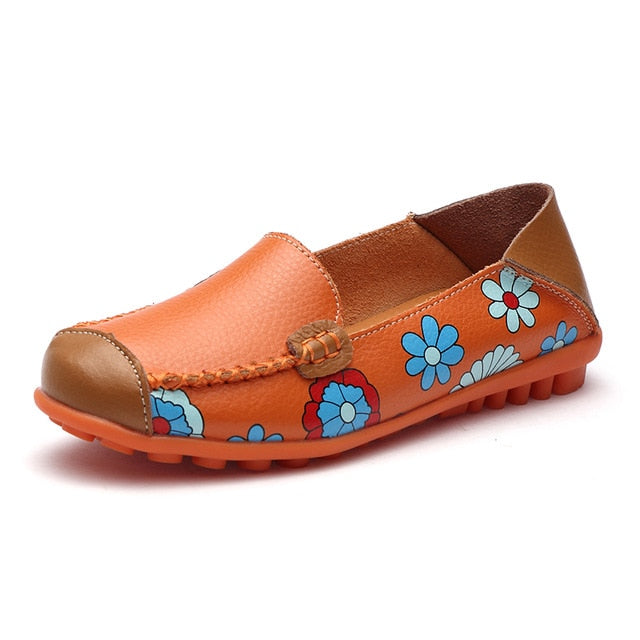 2019 Genuine Leather Shoes Women Plus Size 44 Women Flats For Nurse Ballerina Flat Shoes Slip On Loafers Casual Mocassin Femme