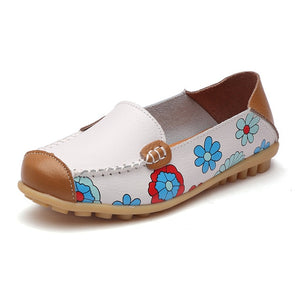 2019 Genuine Leather Shoes Women Plus Size 44 Women Flats For Nurse Ballerina Flat Shoes Slip On Loafers Casual Mocassin Femme