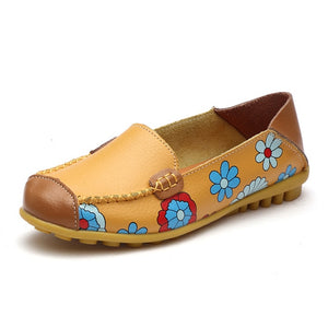 2019 Genuine Leather Shoes Women Plus Size 44 Women Flats For Nurse Ballerina Flat Shoes Slip On Loafers Casual Mocassin Femme