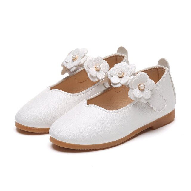 1-11 year Leather Girls Shoes Flowers Party Shoes For Baby Princess Shoes for Kids Children Flats Dress Shoe White Sandal MCH017