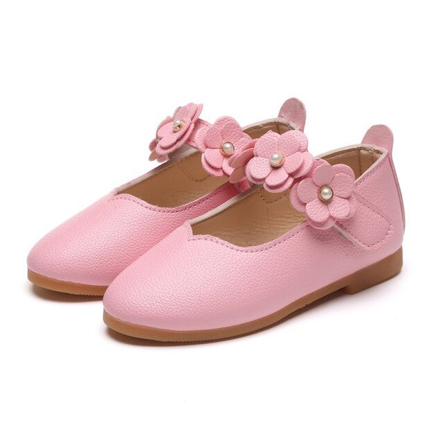 1-11 year Leather Girls Shoes Flowers Party Shoes For Baby Princess Shoes for Kids Children Flats Dress Shoe White Sandal MCH017