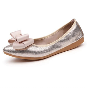 New Women Solid Color Bow Flats Pearl Fashion Basic Toe Ballerina Ballet Flat Slip On Shoes soft Pregnant women's loafers c450