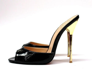 SURU Gold Open Toe High Heels Pumps Women Sexy 13cm Stilettos Sandals