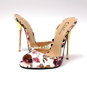 SURU Gold Open Toe High Heels Pumps Women Sexy 13cm Stilettos Sandals