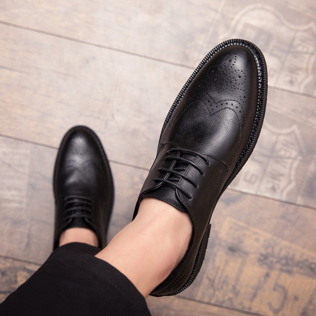 Misalwa Plus Size 38-47 Men Brogue Fashion Oxford Dress Shoes Male Well-dressed Gentleman Handcrafted Footwear for Modern Men
