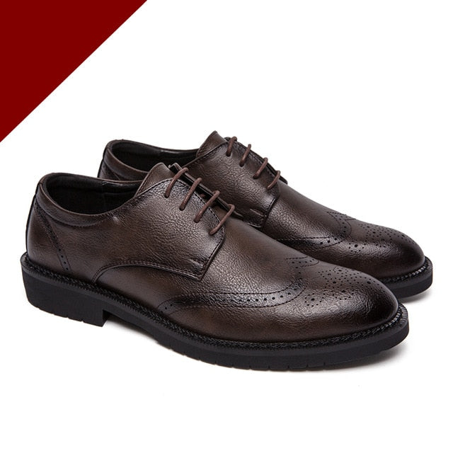 Misalwa Plus Size 38-47 Men Brogue Fashion Oxford Dress Shoes Male Well-dressed Gentleman Handcrafted Footwear for Modern Men