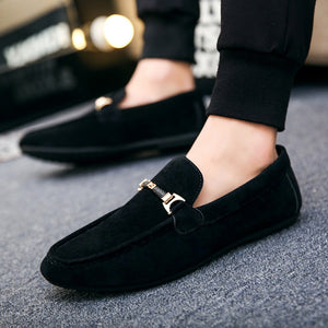 2019 Summer Men Flat Shoes Casual Light Breathable Fashion Trend Slip On Driving Black Red Suede Mens Loafers Leather Shoes 46