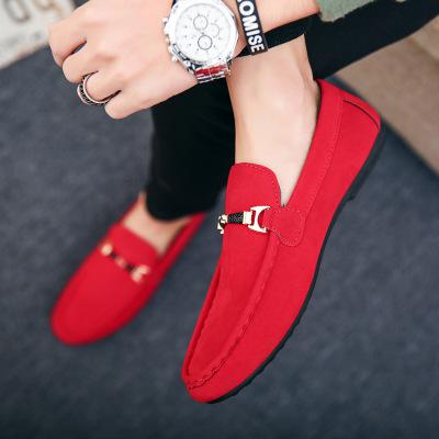 2019 Summer Men Flat Shoes Casual Light Breathable Fashion Trend Slip On Driving Black Red Suede Mens Loafers Leather Shoes 46